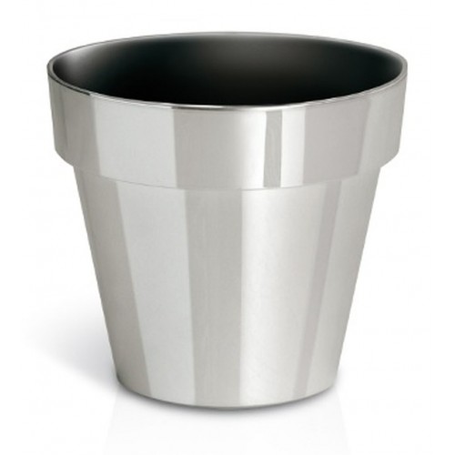 PROSPERPLAST CUBE CHROME SILVER Doniczka 0,6 l, srebrna DGC110S