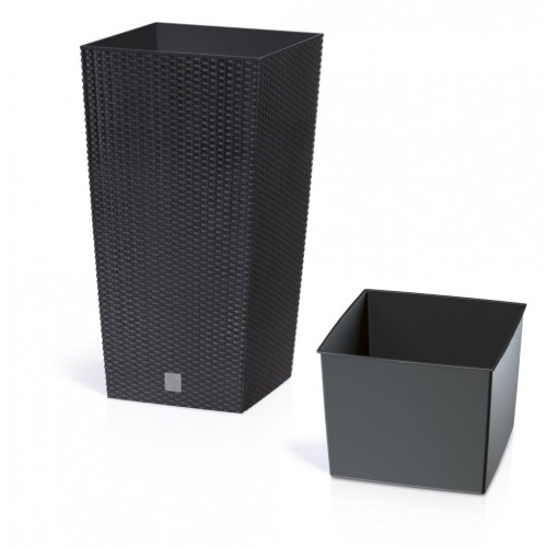WYPRZEDAŻ!!!PROSPERPLAST RATO SQUARE Doniczka 21/49l, ratan antracyt DRTS325
