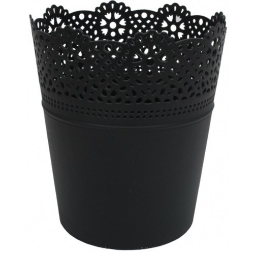PROSPERPLAST LACE donica z koronką 16 cm, czarny DLAC160 PROSPERPLAST LACE donica z koronką 16 cm, czarny DLAC160