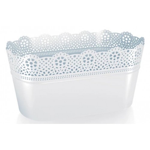 Prosperplast LACE pudełko z koronką 28,5 x 13,5 cm, biały DLAC285