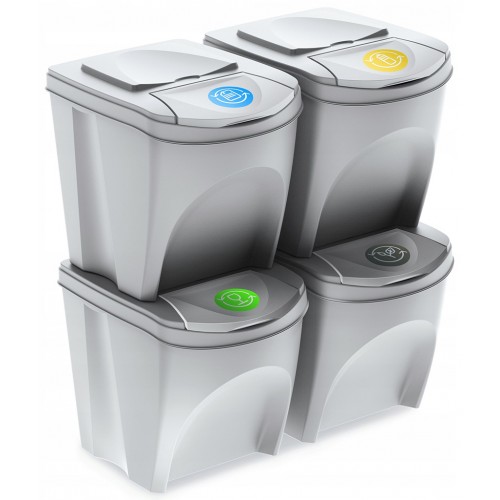 Prosperplast SORTIBOX Zestaw koszy na śmieci 4x25l, biały IKWB25S4 Prosperplast SORTIBOX Zestaw koszy na śmieci 4x25l, biały IKWB25S4