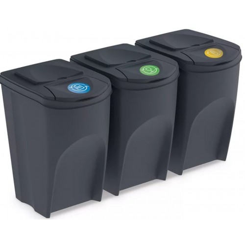 Prosperplast SORTIBOX Zestaw 3 pojemników do segregacji 3x35l, antracyt IKWB35S3 Prosperplast SORTIBOX Zestaw 3 pojemników do segregacji 3x35l, antracyt IKWB35S3