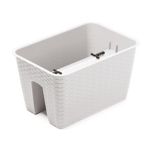 PROSPERPLAST RATOLLA Doniczka na poręcz 39,6x27,2x22,5cm, biała DRLB400