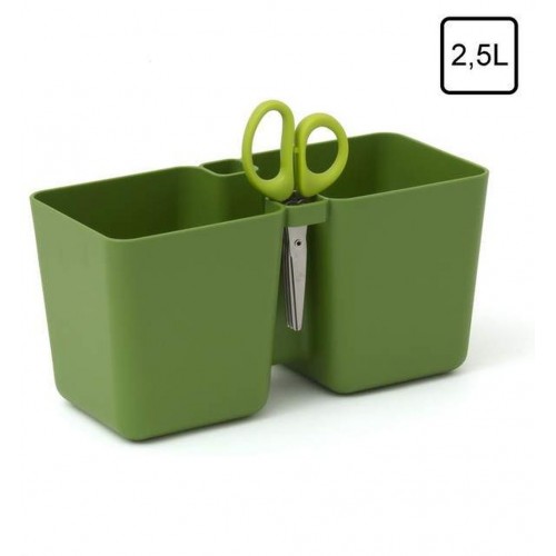 PROSPERPLAST TWINS CUBE Doniczka na zioła z nożyczkami 2,5l, oliwka DTC245