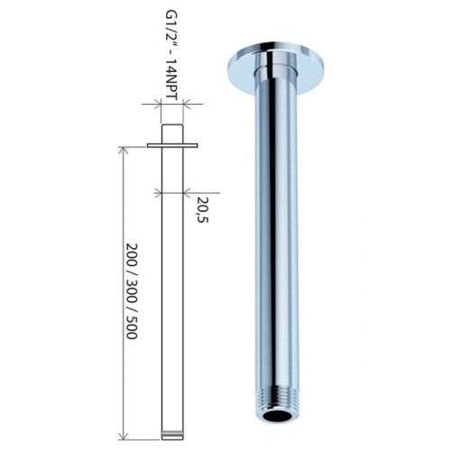 RAVAK 704.00 ramię sufitowe do deszczownicy 30 cm X07P179