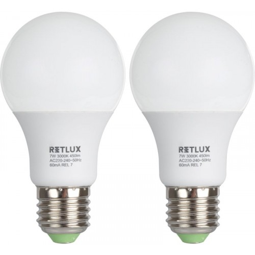 RETLUX REL 7 Zestaw dwóch żarówek LED 2 x 7W A60 E27 50001432