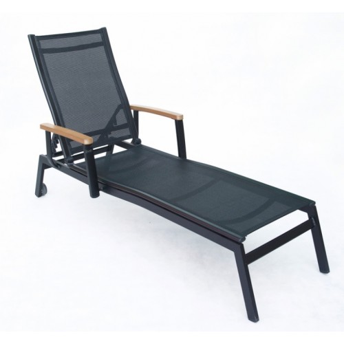 ANGELA ZWC-96 Leżak ogrodowy rozkładany 51 x 65 x 205 cm, czarny 610/14