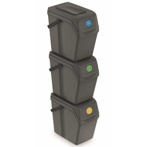 Prosperplast SORTIBOX II kosz do segregacji odpadów 3x25l, szary kamienny ISWB25S3