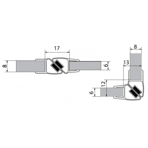 VITRA LINE Zestaw dwóch magnet.uszczelek, dł. 2000mm na 6mm a 8mm szklo, narożny M128