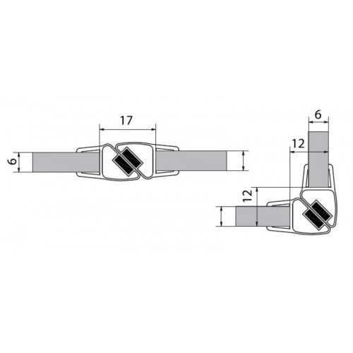 VITRA LINE Zestaw dwóch magnetycznych uszczelek, dł. 2000mm na 6mm sklo, narożny M126