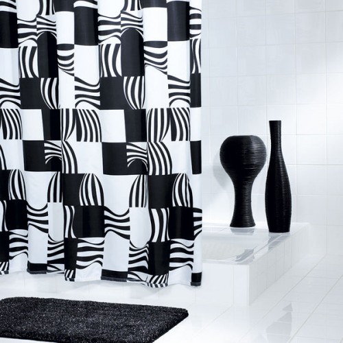 SAPHO SWING Zasłona prysznicowa 180x200cm, polyester, czarna 42370 SAPHO SWING Zasłona prysznicowa 180x200cm, polyester, czarna 42370