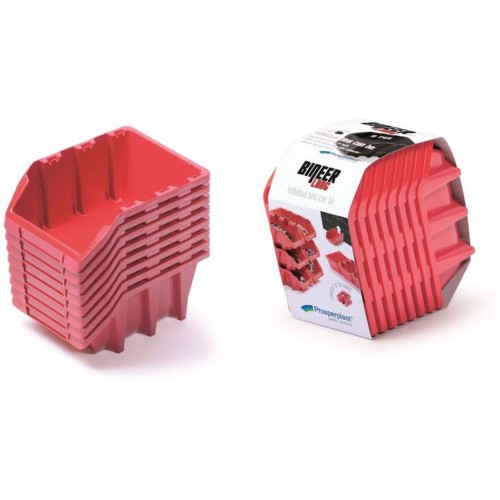 Prosperplast BINEER LONG SET Pojemnik magazynowy 8szt, 160x98x160mm, czerwony KBILS16