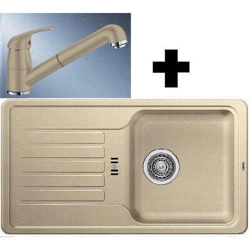 BLANCO SET FAVOS Mini Silgranit® szampan + bateria kuchenna DARAS-S szampan