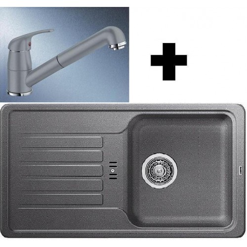 BLANCO SET FAVOS Mini Silgranit® alumetalik + bateria kuchenna DARAS-S alumetalik