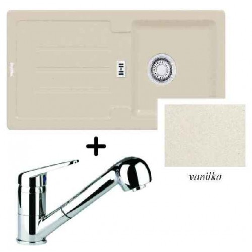 Franke SET G26 Zlewozmywak STG 614 kremowy + bateria FC 9547.031, 114.0283.271