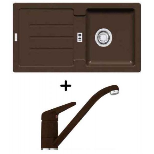 Franke SET G27 Zlewozmywak STG 614 ciemny brąz + bateria FC 9541.070, 114.0266.059