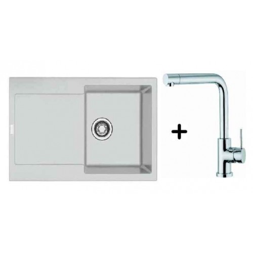 FRANKE SET G39 Zlewozmywak MRG 611 srebrny + bateria Samoa, 114.0283.424