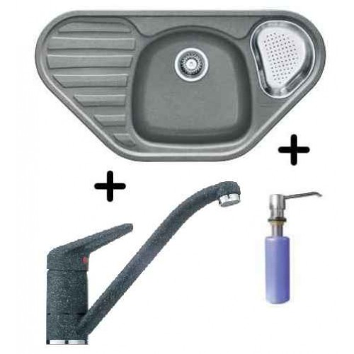 FRANKE SET G47 Zlewozmywak COG 651 E kamienny szary + bateria FC 9541.084