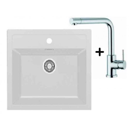 Franke SET T13 Zlewozmywak SID 610 biały polarny + bateria Samoa, 114.0283.124