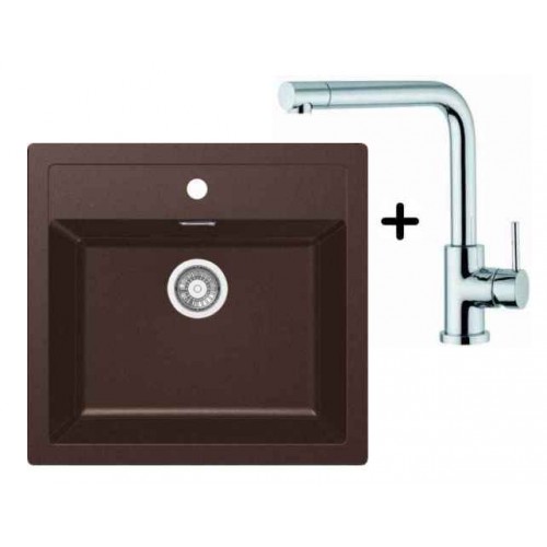 FRANKE SET T13 Zlewozmywak SID 610 ciemny brąz + bateria Samoa, 114.0283.126