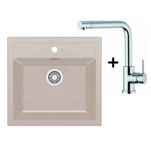 Franke SET T13 Zlewozmywak SID 610 bezowy + bateria Samoa, 114.0283.127