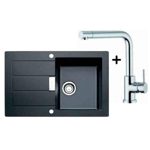 Franke SET T14 Zlewozmywak SID 611-78 czarny + bateria Samoa 114.0120.443