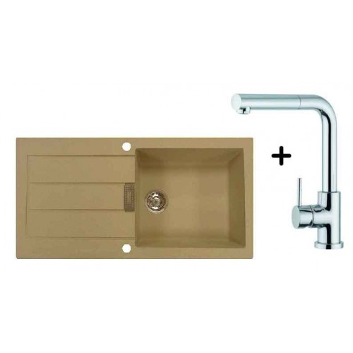 Franke SET T15 Zlewozmywak SID 611 beżowy + bateria kuchenna Samoa, 114.0120.448