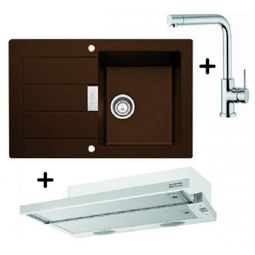 FRANKE SET T18 Zlewozmywak SID 611-78 ciemny brąz + bateria Samoa + okap FTC 6032 GR/XS, 1