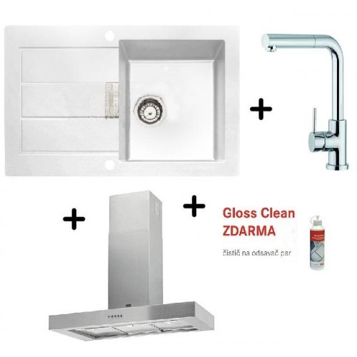 FRANKE SET T19 Zlew MRG 611 biały polarny + bateria FN 0147 + okap FDF 9046 XS + Gloss