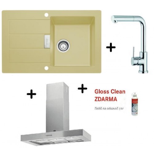 FRANKE SET T19 Zlew MRG 611 kawowy + bateria FN 0147 + okap FDF 9046 XS + Gloss Clean GRAT