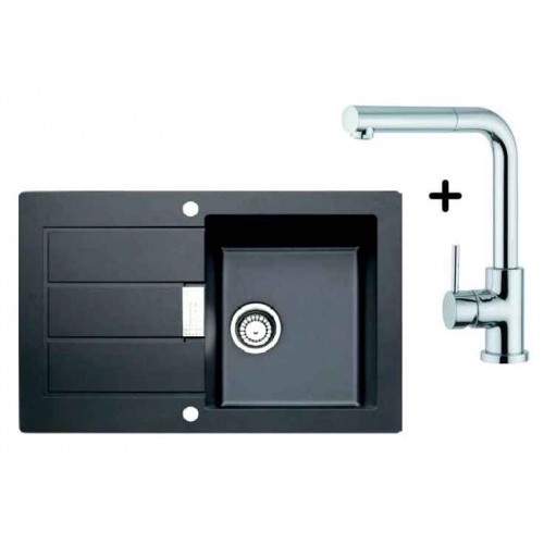 Franke SET T14 Zlewozmywak SID 611-78 czarny + bateria FN 0147 114.0252.941