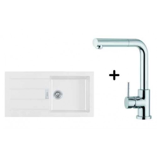 Franke SET T4 Zlewozmywak SID 611-100 biały polarny + bateria FN 0147, 114.0283.120