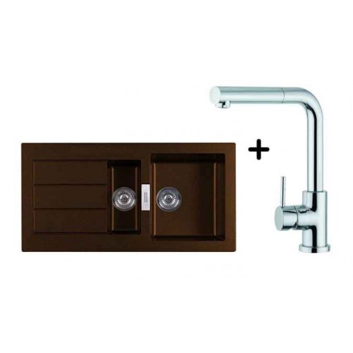 FRANKE SET T6 Zlewozmywak SID 651 ciemny brąz + bateria FN 0147, 114.0252.969