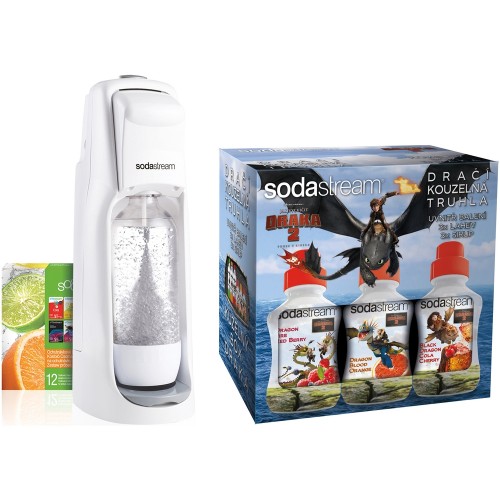 WYPRZEDAŻ SODASTREAM Urządzenie do wody gazowanej Jet White + 12VPP new LE + 6 w 1 Dragon,