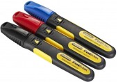 Stanley 0-47-315 FatMax Markery z końcówką dłutową (czarny, czerwony, niebieski), 3szt