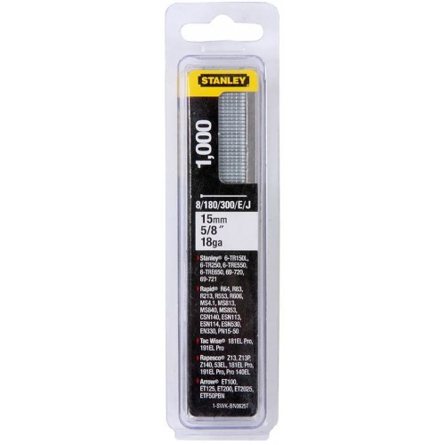 Stanley 1-SWK-BN0625T 15mm/5/8"/18 Gwoździe do zszywacza, 8/300/E/J, 1000 szt.