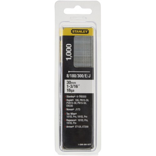 Stanley 1-SWKBN1187T 30 mm/1 3/16"/18 Gwoździe galwanizowane typ 8/300/E/J, 1000szt.
