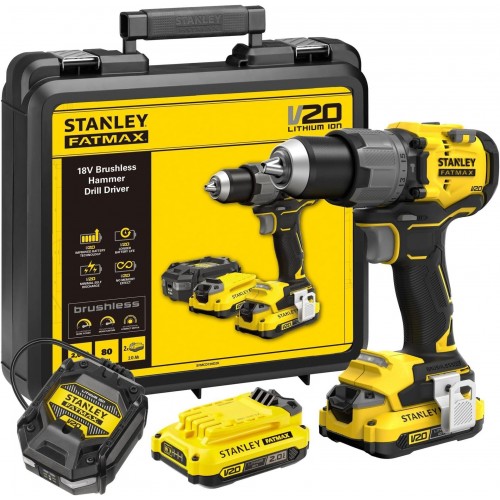 Stanley SFMCD726D2K FatMax V20 Wiertarko-wkrętarka udarowa (80Nm/18V/2x2,0Ah) Stanley SFMCD726D2K FatMax V20 Wiertarko-wkrętarka udarowa (80Nm/18V/2x2,0Ah)