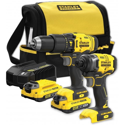 Stanley SFMCK465D2S FatMax V20 Wiertarko-wkrętarka i zakrętarka (18V/2x2.0Ah), torba
