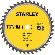 Stanley STA13145 Tarcza do cięcia drewna 190x16mm, 40 zębów