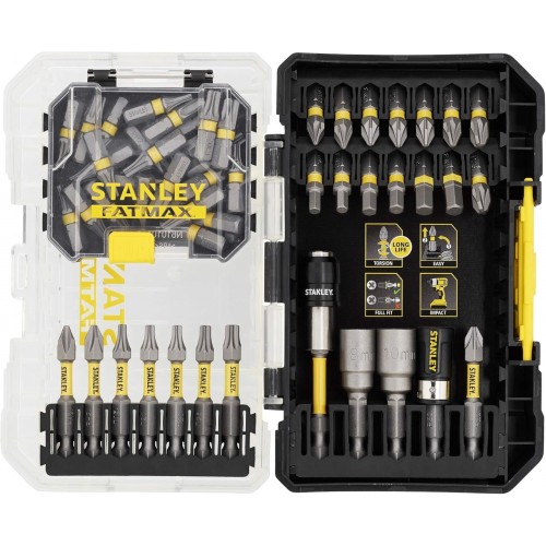 Stanley STA88559-XJ FatMax Zestaw 55 szt. końcówek i nasadek udarowych 1/4"