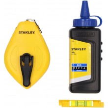 Stanley STHT47113-0 Sznur traserski 1:1, 30m z niebieską kredą i poziomicą sznurkową