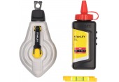 Stanley STHT47612-0 Aluminiowy sznur traserski 6:1, 30m z czerwoną kredą i poziomicą