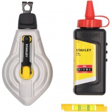 Stanley STHT47612-0 Aluminiowy sznur traserski 6:1, 30m z czerwoną kredą i poziomicą