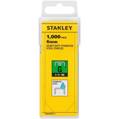 Stanley TRA704SST-0 Zszywki ze stali nierdzewnej typ G 4/11/140, 6mm, 1000 sztuk
