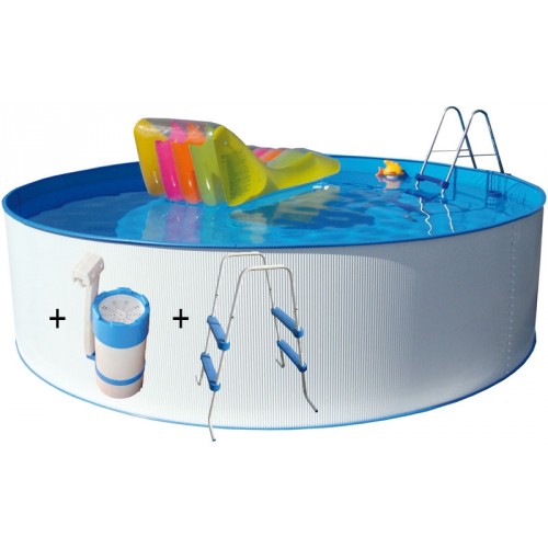 Basen stalowy zestaw New Splasher 3,5 x 0,9 m urządzenie filtrujące+schodki 011000