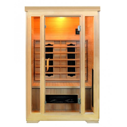 Sauna InfraRed GIRA 120 , 2-osobowa jasny dekor, panel sterujący wewnętrzny+radio+mp3
