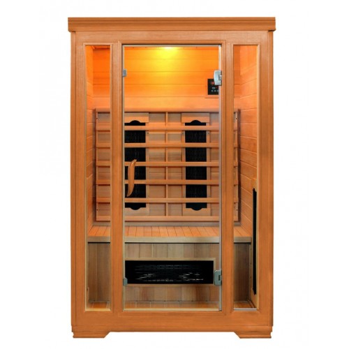 Sauna InfraRed GIRA 120, 2-osobowa ciemny dekor, panel sterujący wewnętrzny+radio+mp3