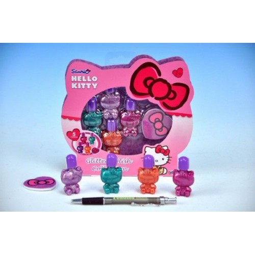 Hello Kitty Zestaw lakierów do paznokci 4 szt + brokat + pilník 00097029