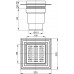 ALCAPLAST Kratka ściekowa 150 × 150/110 odpływ pionowy, kratka szara APV11